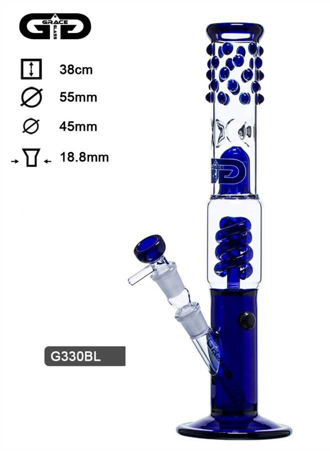 GRACE GLASS - G330BL - SPIRAL BLUE PERCOLATOR 