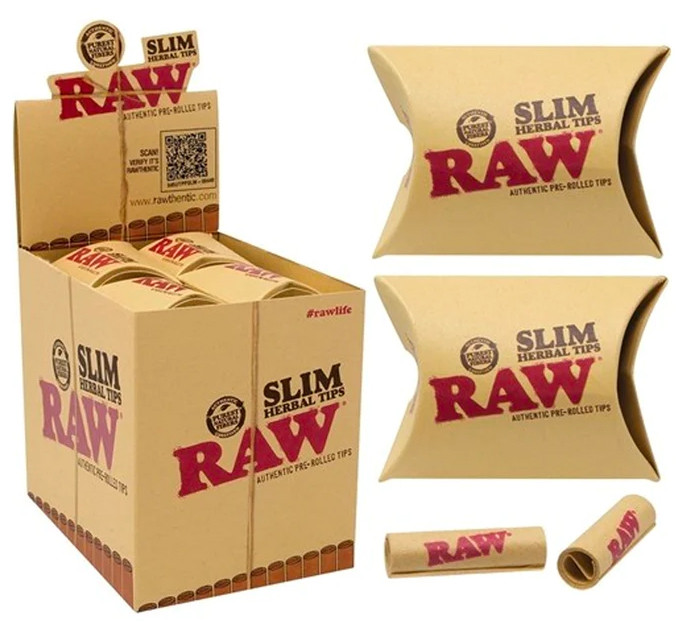 RAW - PREROLLED SLIM TIPS (21 PER POUCH)