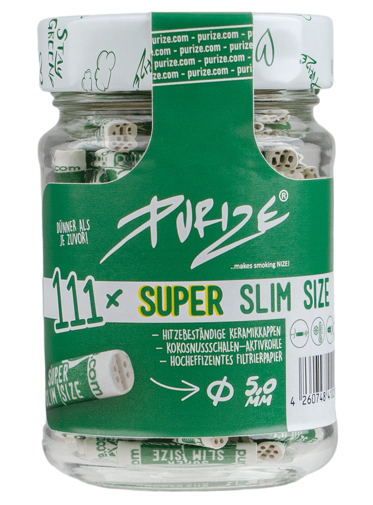 PURIZE - SUPER SLIM 5mm CARBON FILTERS (111 Jar)