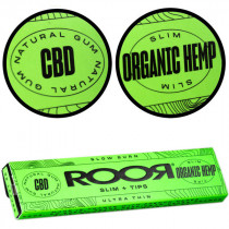 ROOR - KINGSIZE SLIM CBD INFUSED ORGANIC HEMP PAPERS WITH TIPS
