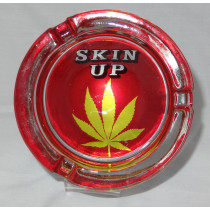 Small Round ASHTRAY - skin up yellow leaf on red